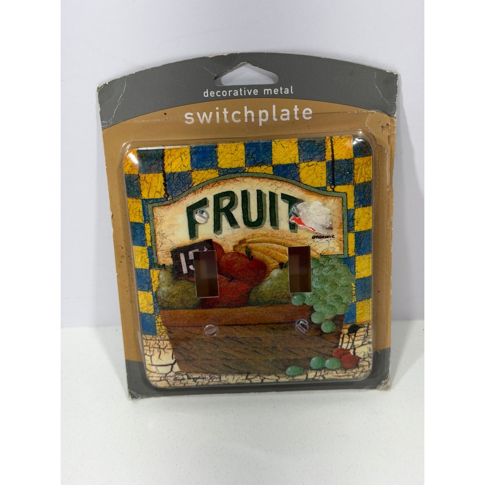 Target Cindy Sampson Fruit Organic Metal Double Switch Plate Vintage 2000‎ 5x5